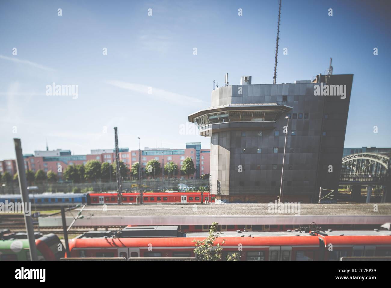 Zentrale Signalbox, Signalbox am Münchner Hauptbahnhof Stockfoto