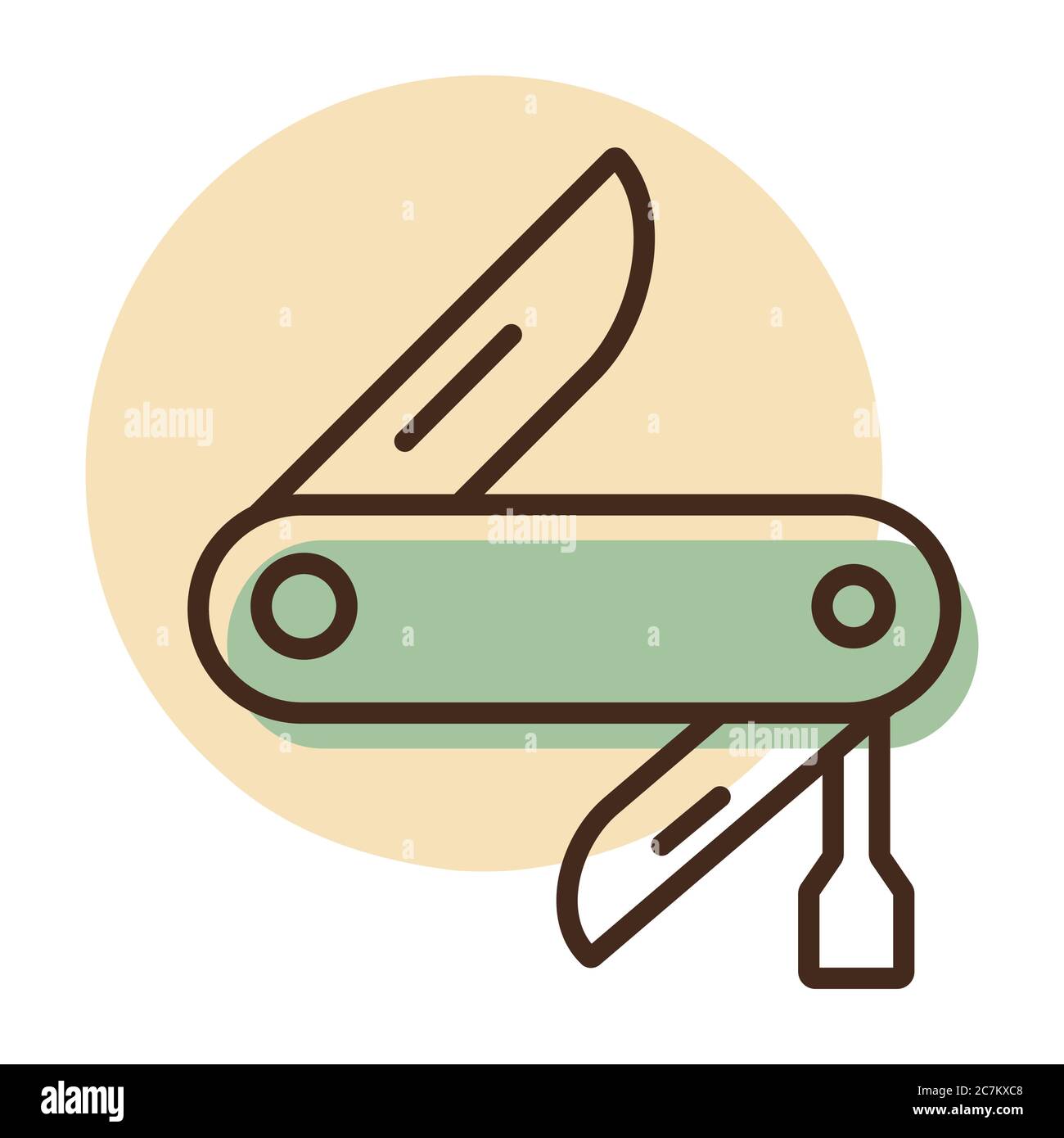 Vektorsymbol für Jackmesser. Camping und Wanderzeichen. Graph Symbol für Reise-und Tourismus-Website und Apps Design, Logo, App, UI Stock Vektor