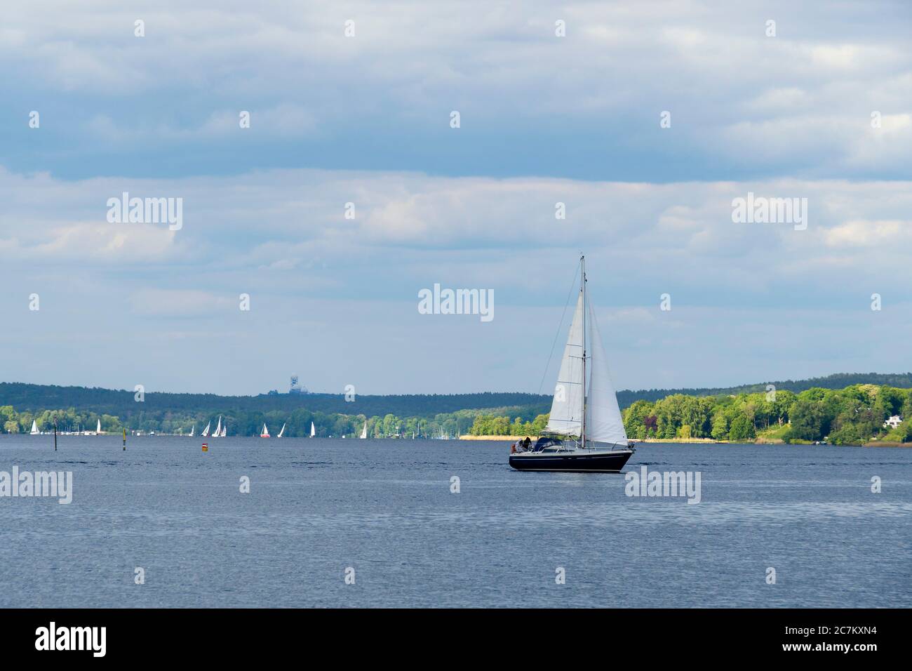 Berlin, Wannsee Blick Richtung Grunewald und Teufelsberg, Segelboote Stockfoto