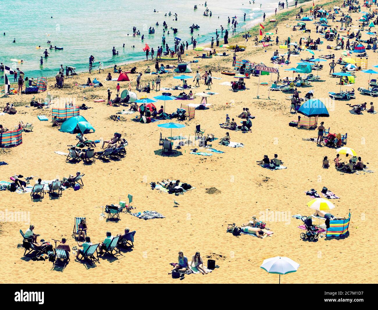 Broadstairs Viking Bay Strand nach Corona-Virus Lockdown 18/7/2020 Stockfoto