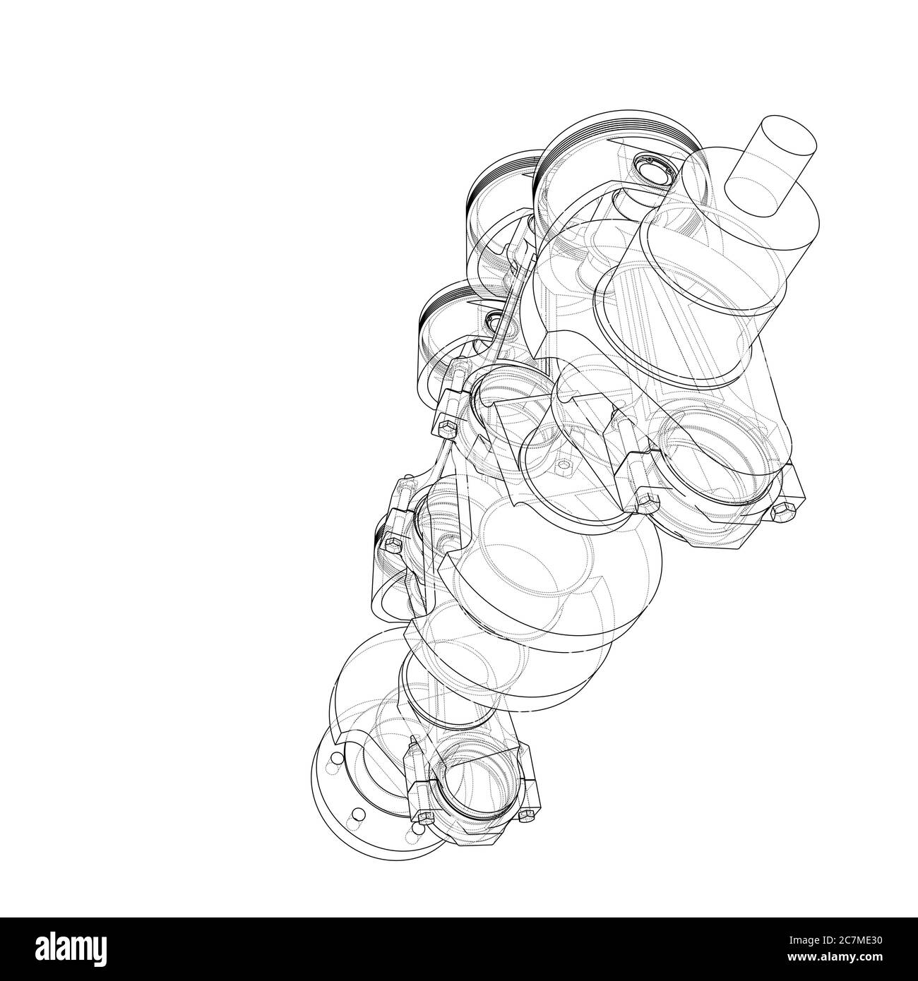Motorkolben – Übersicht 3d-Illustration Stockfoto