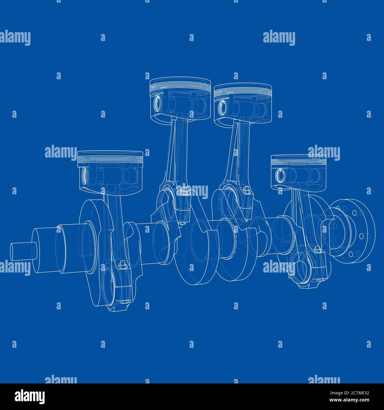 Motorkolben – Übersicht 3d-Illustration Stockfoto