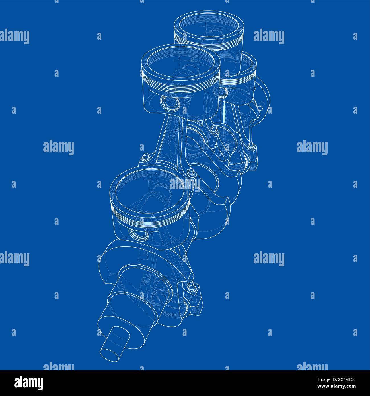 Motorkolben – Übersicht 3d-Illustration Stockfoto