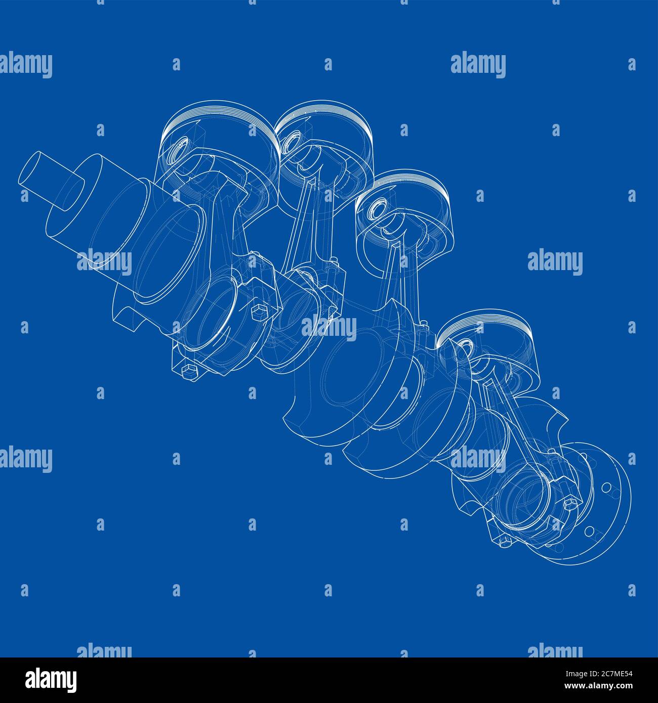 Motorkolben – Übersicht 3d-Illustration Stockfoto
