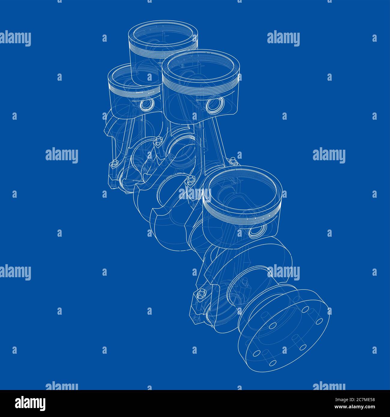 Motorkolben – Übersicht 3d-Illustration Stockfoto