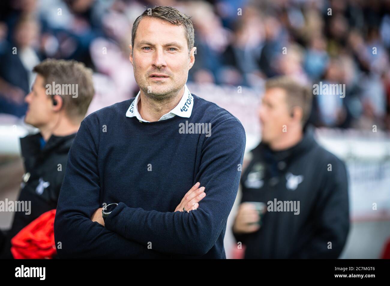 Herning, Dänemark. Juli 2020. Manager Brian Priske vom FC Midtjylland vor dem 3F Superliga-Spiel zwischen FC Midtjylland und FC Nordsjaelland in der MCH Arena in Herning. (Foto Kredit: Gonzales Foto/Alamy Live News Stockfoto