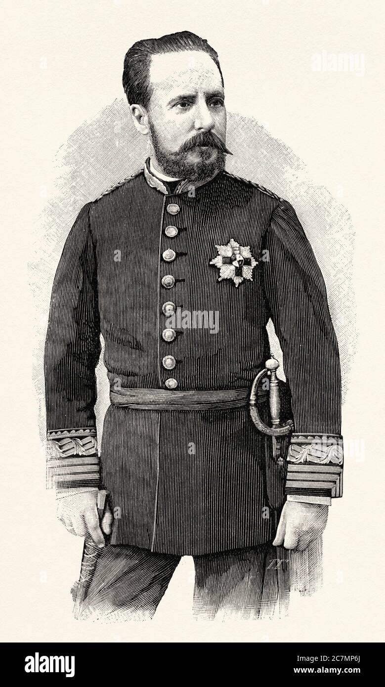 Julián González Parrado (Madrid 1841 - 1915) war ein spanischer Militärangehörige, Generalleutnant, Leiter des Generalstabs der Armee, Gouverneur, Senator. Spanien, Europa. Von La Ilustracion Española y Americana 1895 Stockfoto