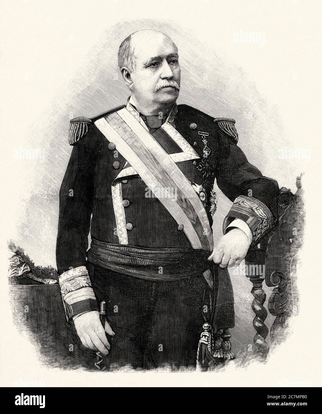 Manuel Delgado y Parejo (Puente Genil 1828 - Havanna 1895) Spanischer Militärmann, Generalmajor der Mittelmeerkader, Kommandant der Marine des Bahnhofs Havanna. Von La Ilustracion Española y Americana 1895 Stockfoto