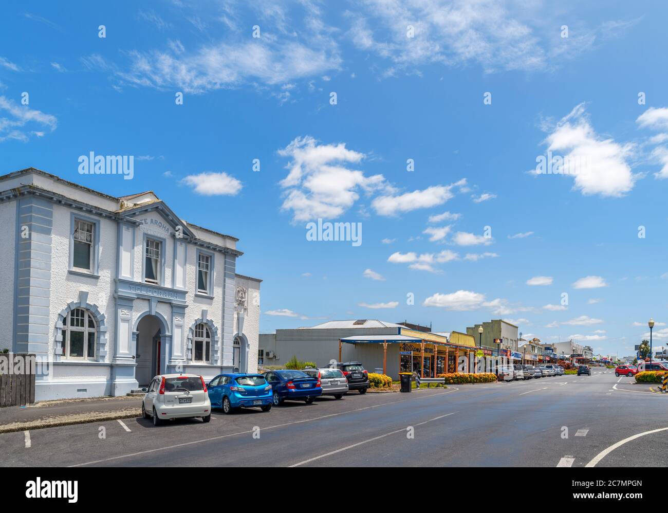 Whitaker Street in der Innenstadt von Te Aroha, Neuseeland Stockfoto
