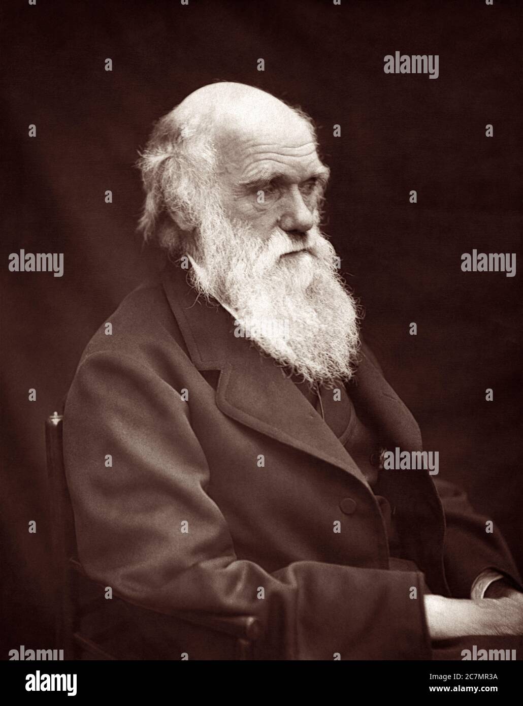 Charles Robert Darwin, Evolutionist und Autor von The Origin of Species, in einer Fotografie von Leonard Darwin, Charles Darwins Sohn, aus dem Jahr 1878. Stockfoto