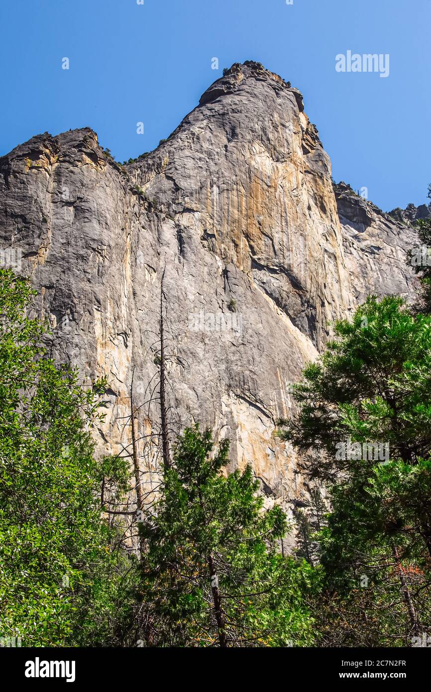 Schiere Felswand im Yosemite Nationalpark. Stockfoto