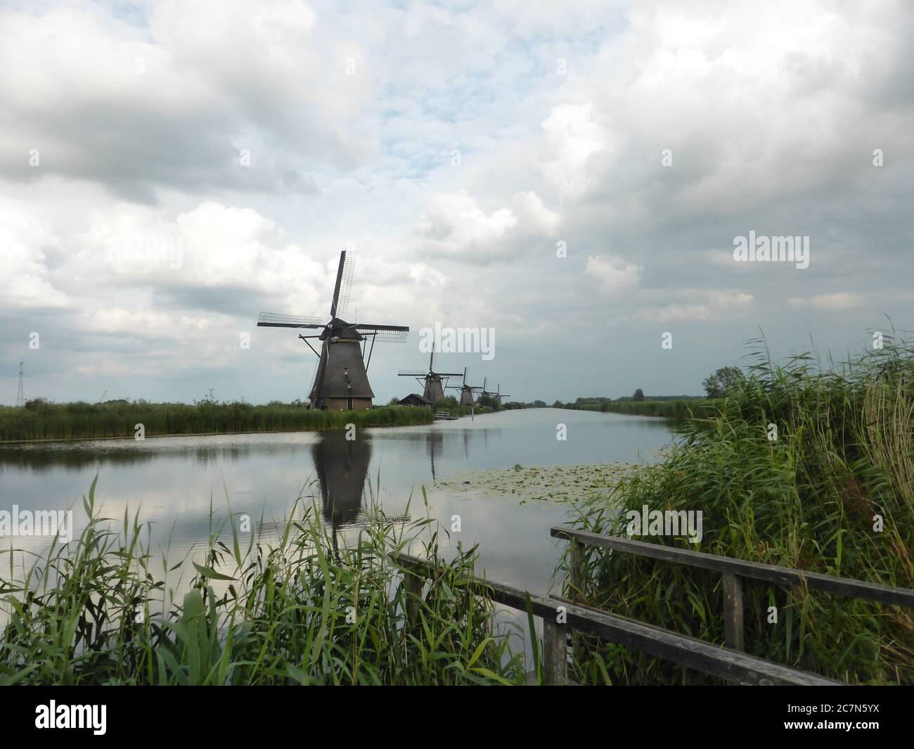 Die Windmühlen von Kinderdijk, Niederlande Stockfoto