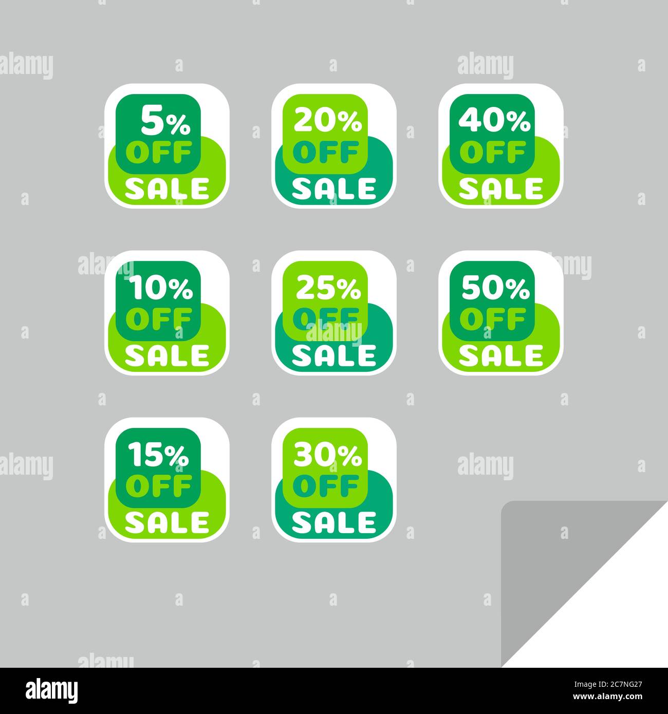 Set von Rabatt-Labels, um die Aufmerksamkeit der Kunden zu gewinnen. Zeitloses, leicht ablesbare Design. Auch geeignet für Web-Seite Anzeigen, Tags, Rabatt bieten Preisschild Stock Vektor
