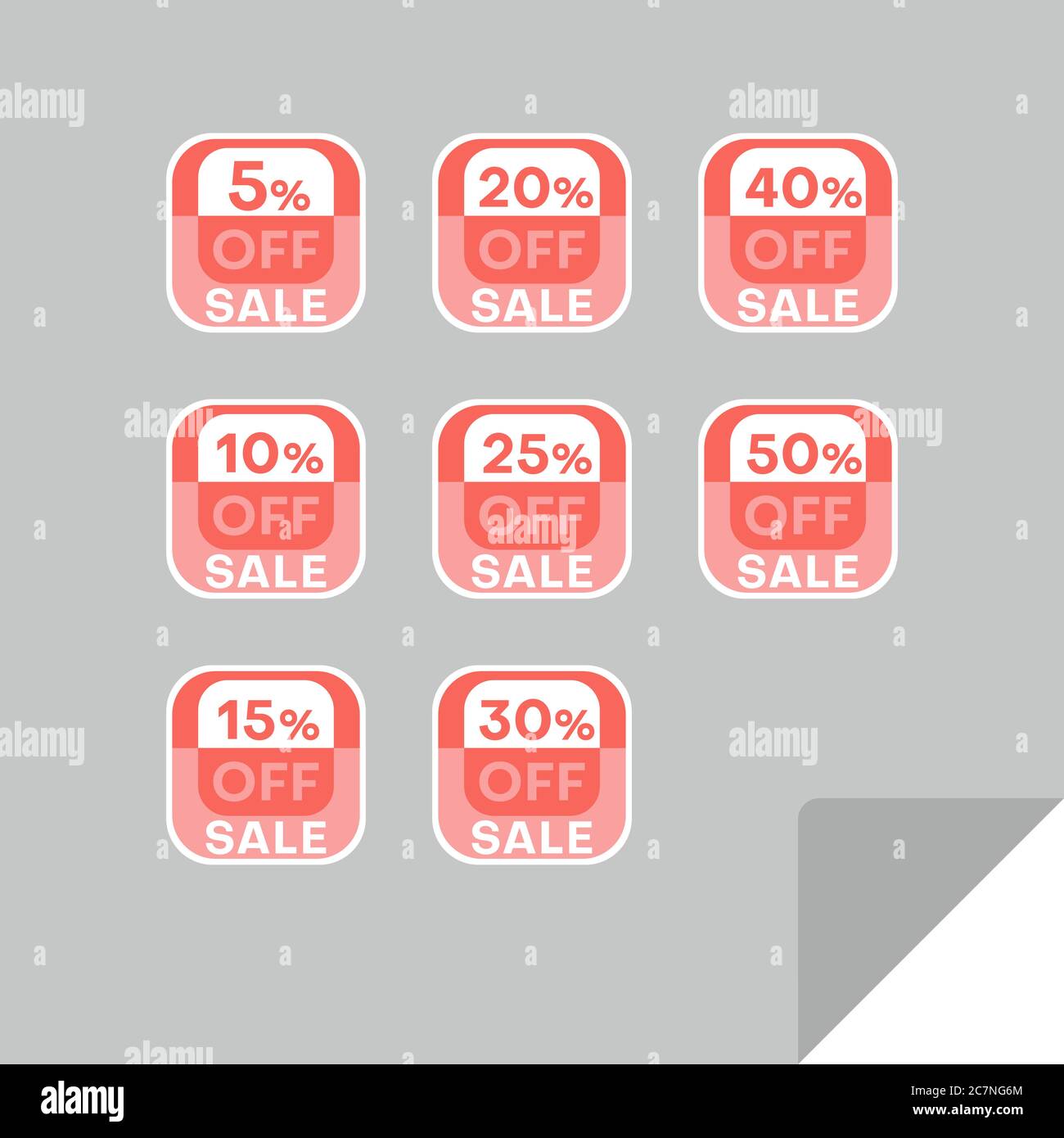 Set von Rabatt-Labels, um die Aufmerksamkeit der Kunden zu gewinnen. Zeitloses, leicht ablesbare Design. Auch geeignet für Web-Seite Anzeigen, Tags, Rabatt bieten Preisschild Stock Vektor