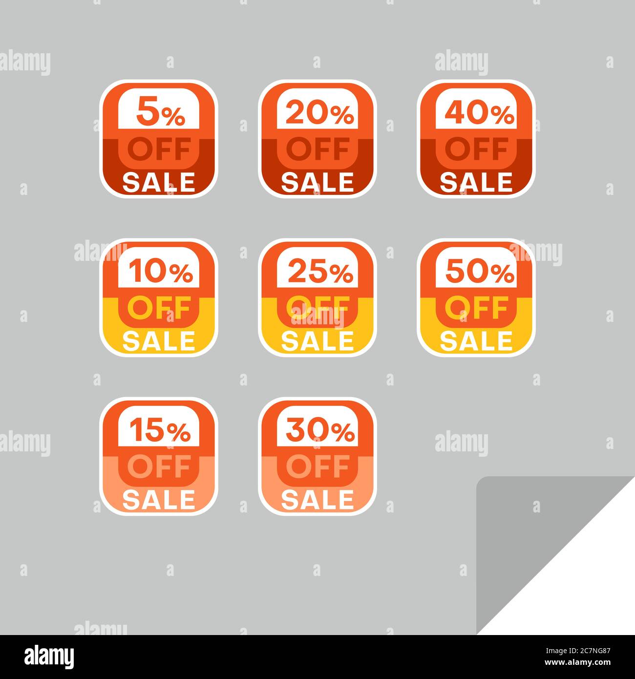 Set von Rabatt-Labels, um die Aufmerksamkeit der Kunden zu gewinnen. Zeitloses, leicht ablesbare Design. Auch geeignet für Web-Seite Anzeigen, Tags, Rabatt bieten Preisschild Stock Vektor
