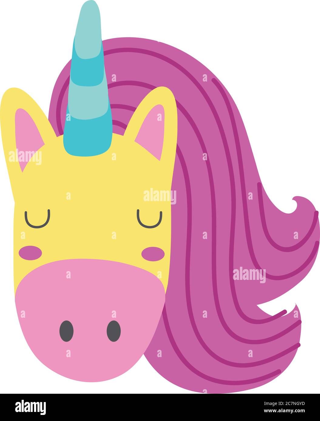 Niedlichen Einhorn Kopf Hand zeichnen Stil Symbol Vektor Illustration