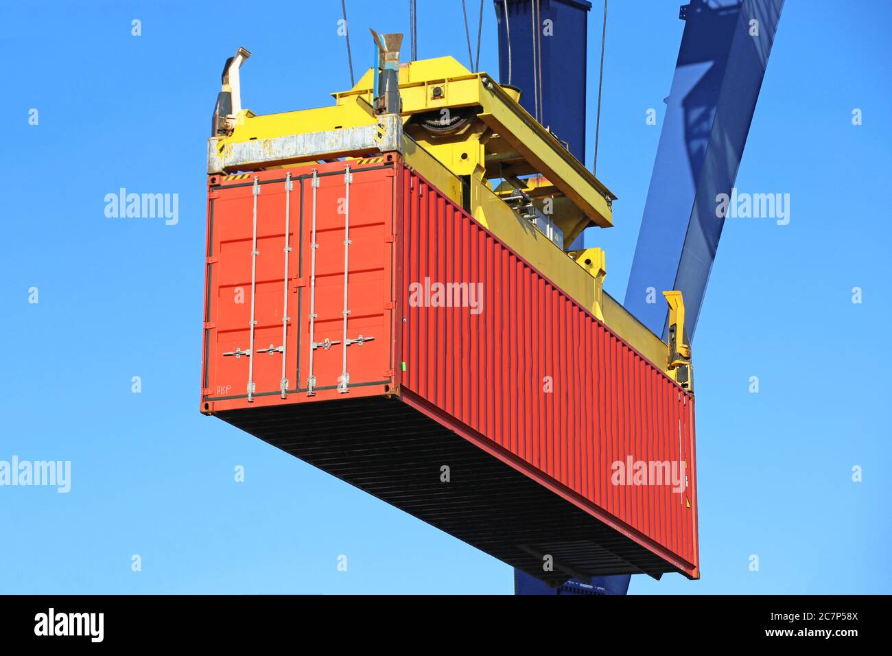 Nahaufnahme der Sendung eines Containers Stockfoto
