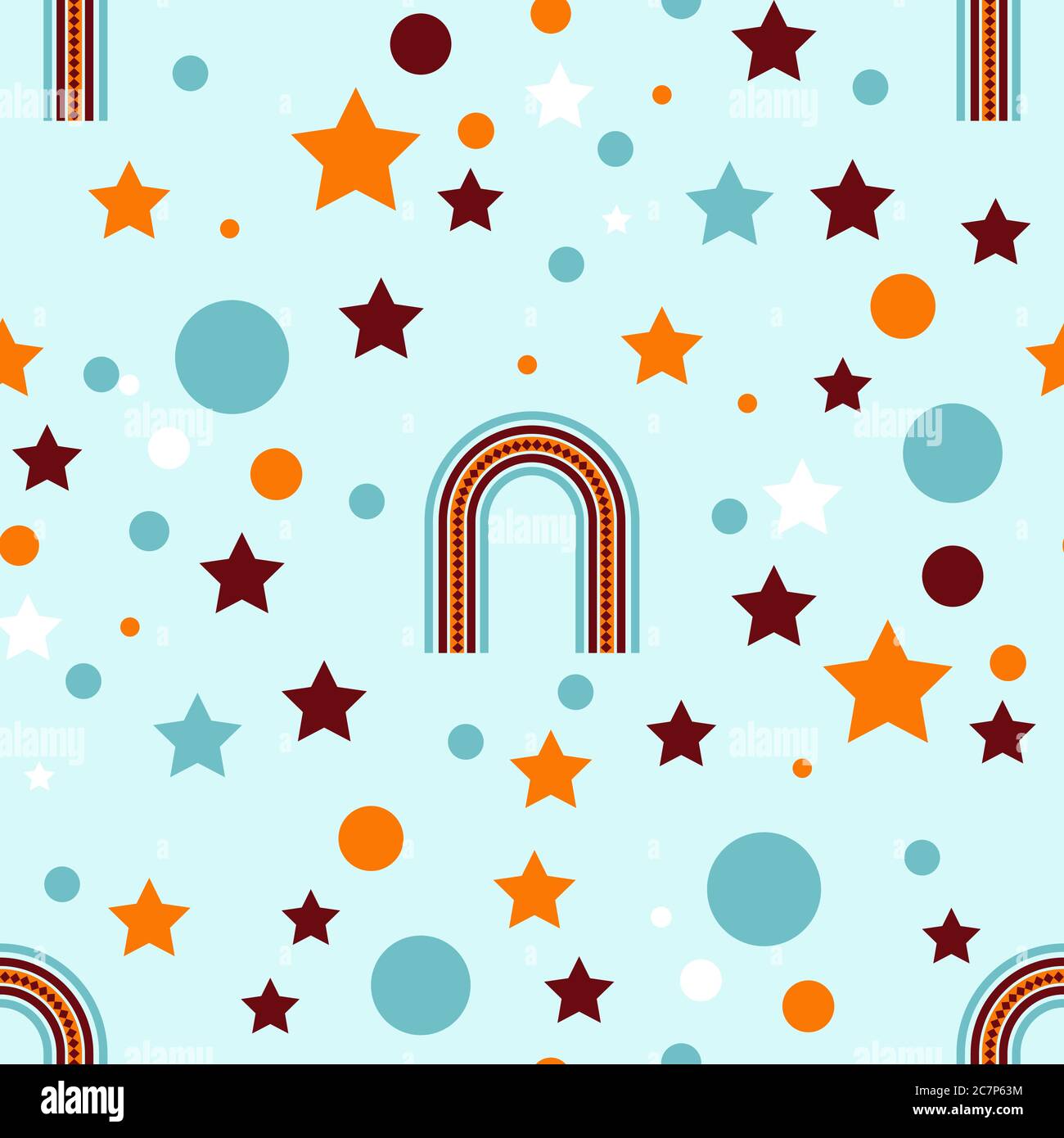 Nahtloses Muster mit Regenbogen? Sterne. Design für Kinder. Stock Vektor
