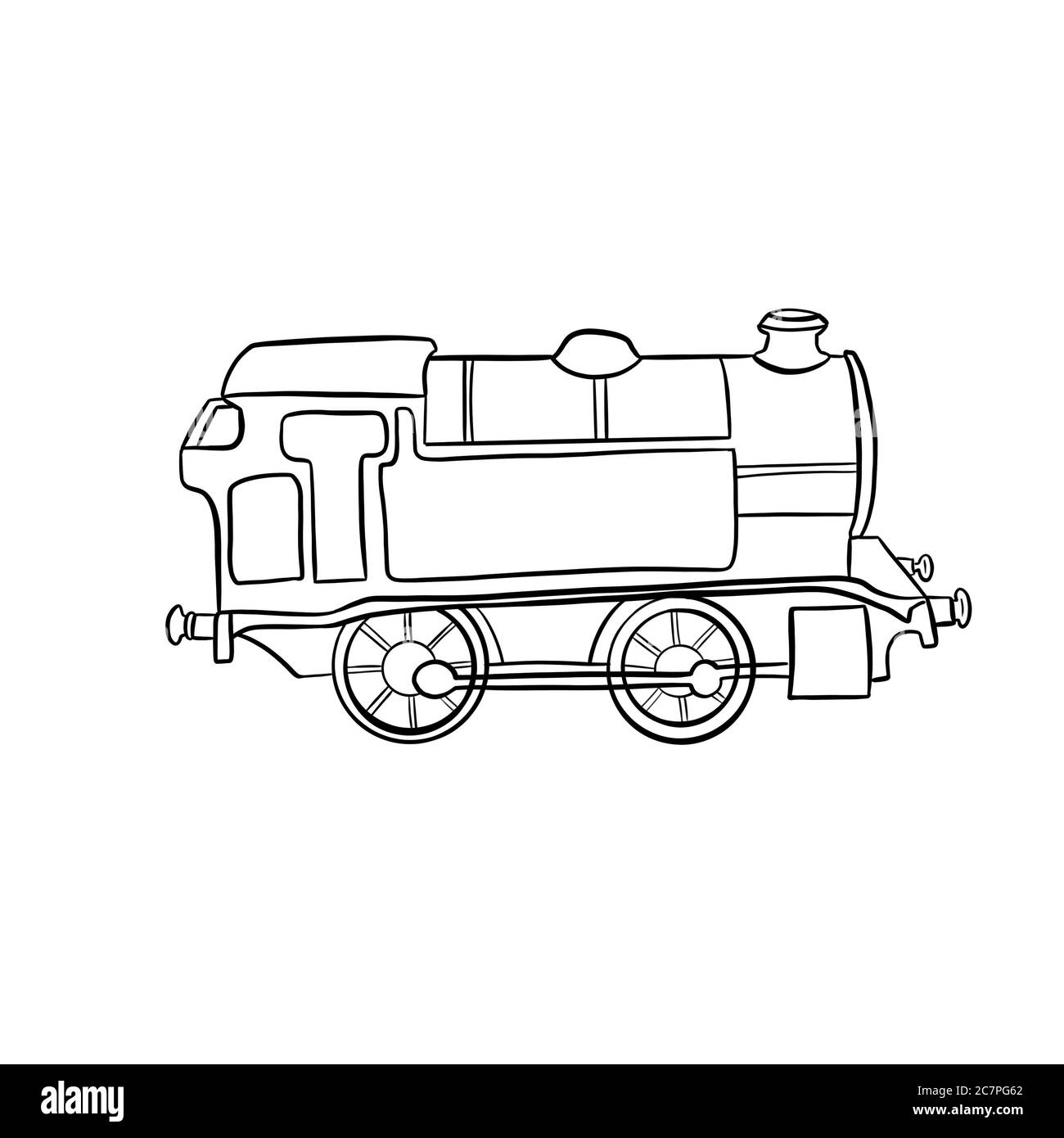 Line Art Illustration eines Eisenbahnzug Stockfoto