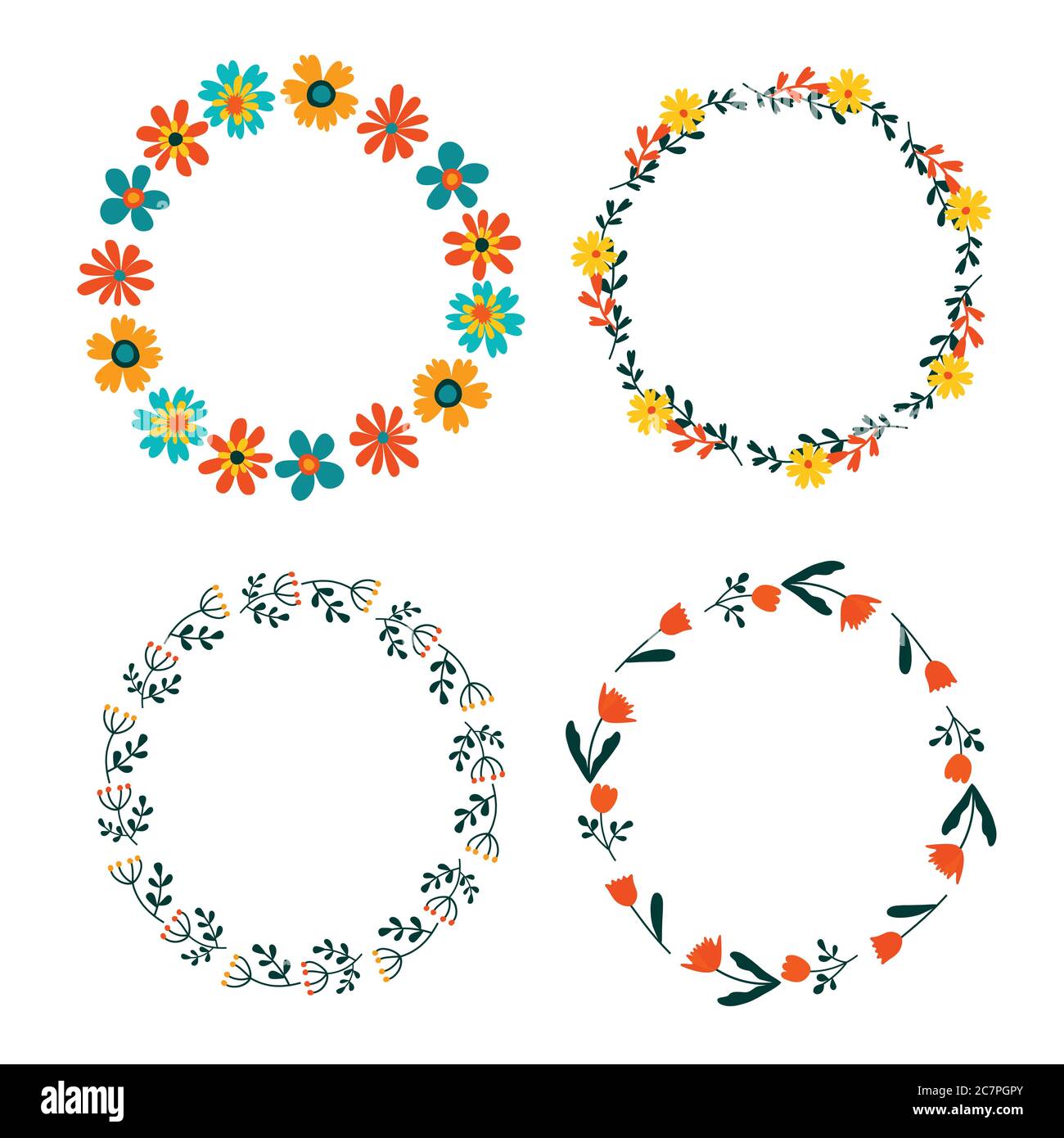 Set mit Blumenrahmen Stock Vektor