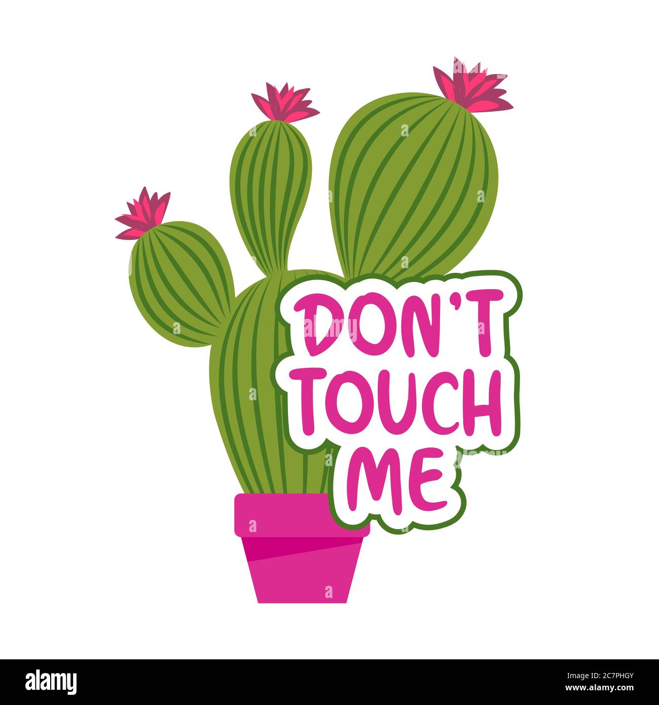 Don't Touch Me - Niedlichen handgezeichneten Kaktus-Druck mit  inspirierenden lustigen Zitat. Mexikanische Anlage. Niedliche Sprichwort  mit grnen Kaktus. Sommerposter im Doodle-Stil Stock-Vektorgrafik - Alamy
