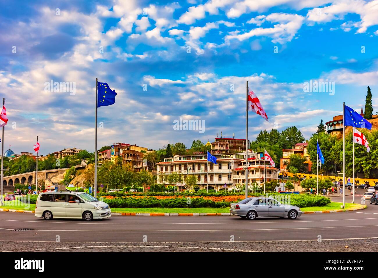 Tiflis , Georgien - 25. August 2019 : Europa Platz Wahrzeichen der Hauptstadt Stockfoto