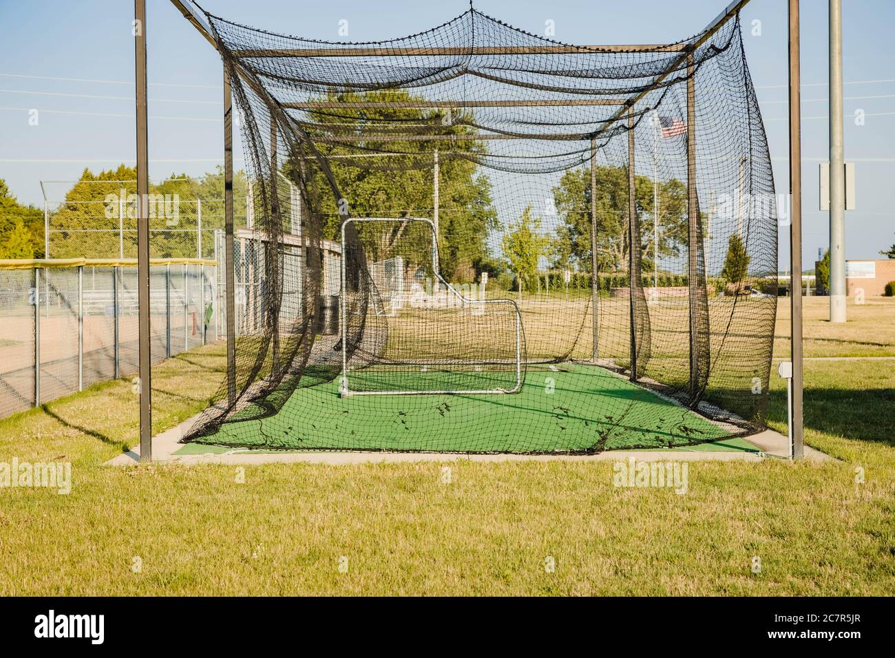 Warm-up-Bereich für Pitchers direkt neben dem Baseball-Diamanten Stockfoto