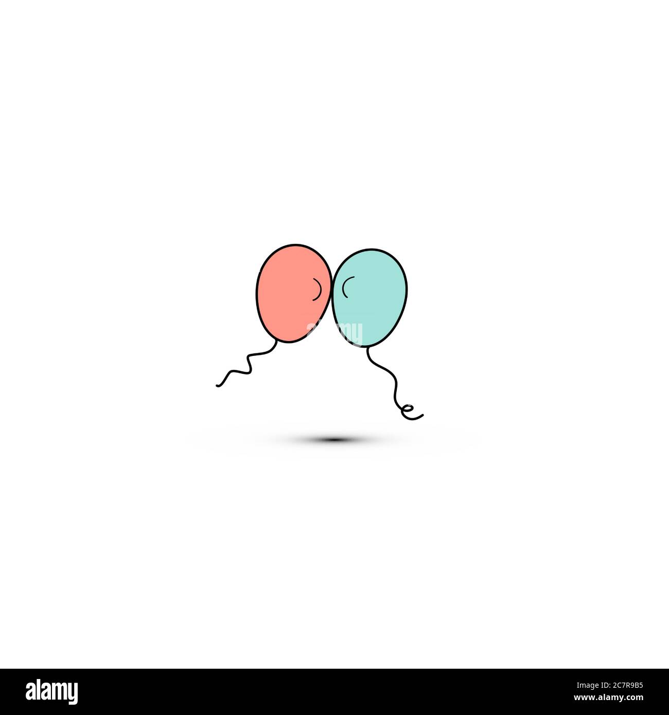 Einfache flache Stil Ikone der schönen zwei Ballons für das Fest der Liebe am Valentinstag oder 8. März. Vektorgrafik. Stock Vektor