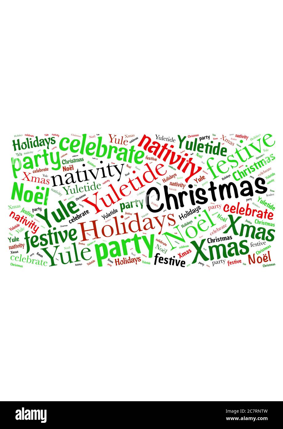 Illustration einer Wortwolke mit Wörtern, die Weihnachtsfeiertage darstellen Stock Vektor