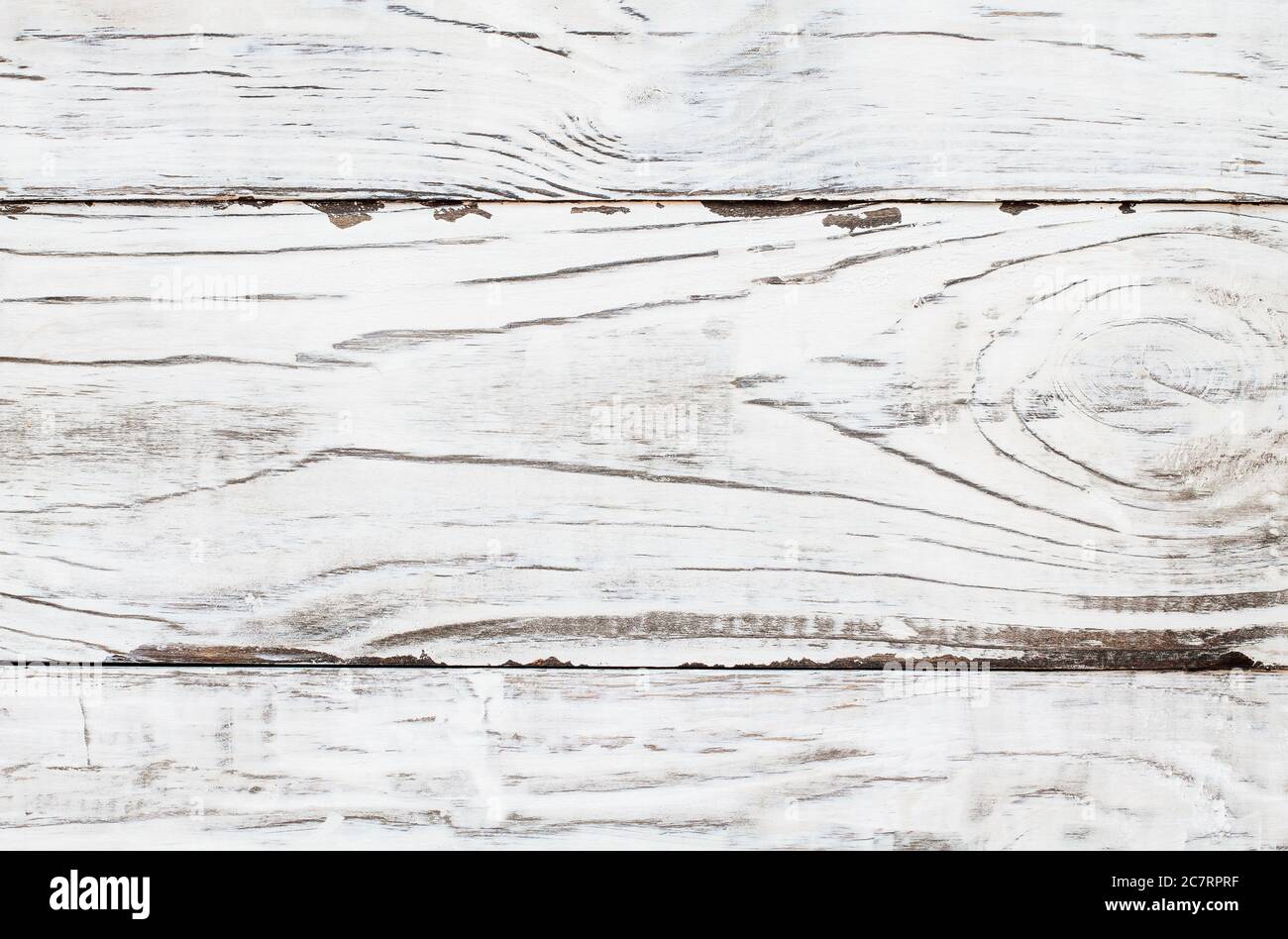 Helle weiße Holzstruktur Hintergrund. Rustikaler Holztisch von oben aus Sicht. Stockfoto