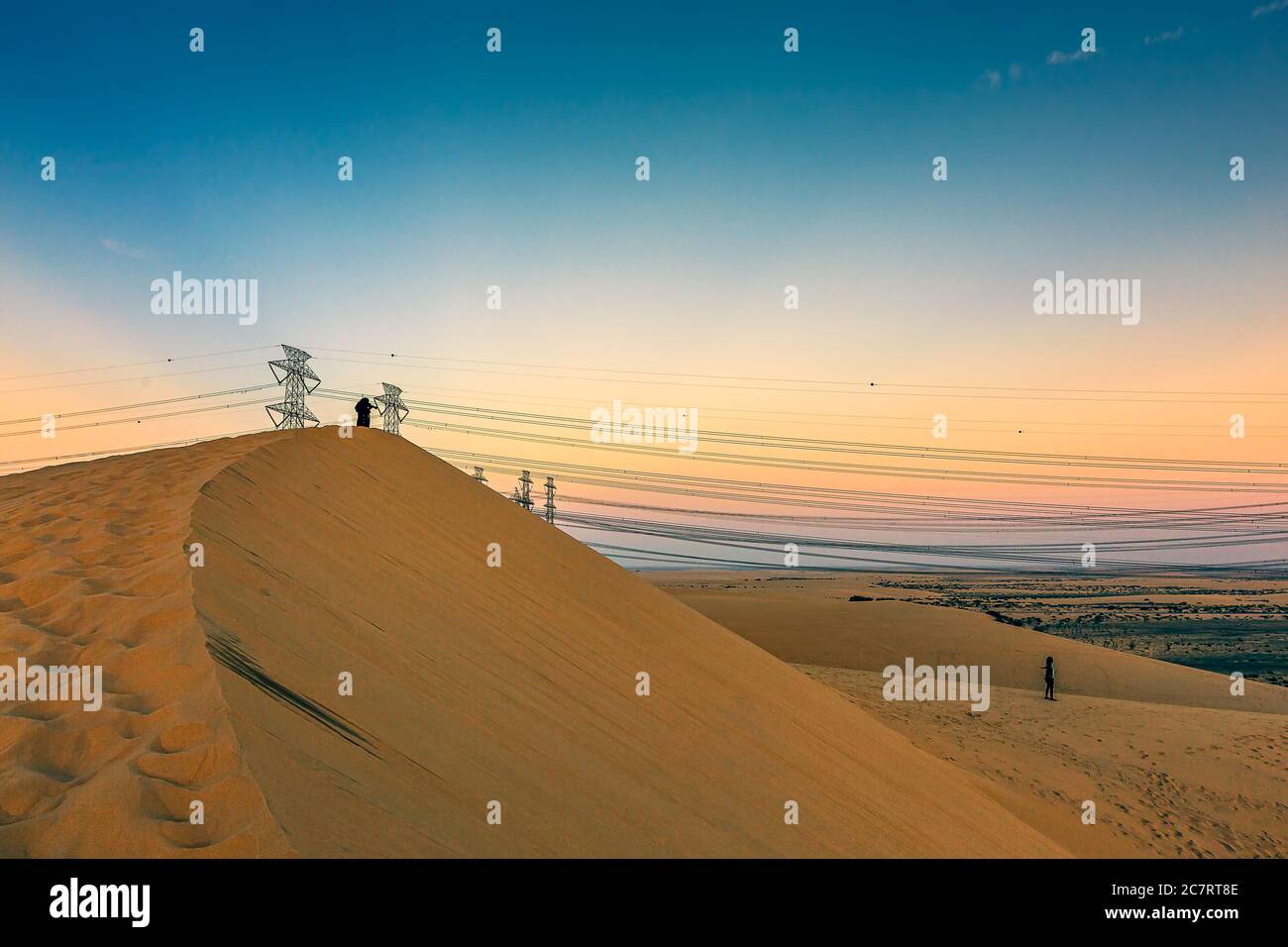 Schöne Wüstenlandschaft Blick in Al Hofuf Saudi Arabien. Stockfoto