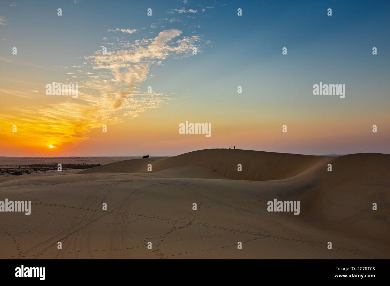 Schöne Wüstenlandschaft Blick in Al Hofuf Saudi Arabien. Stockfoto