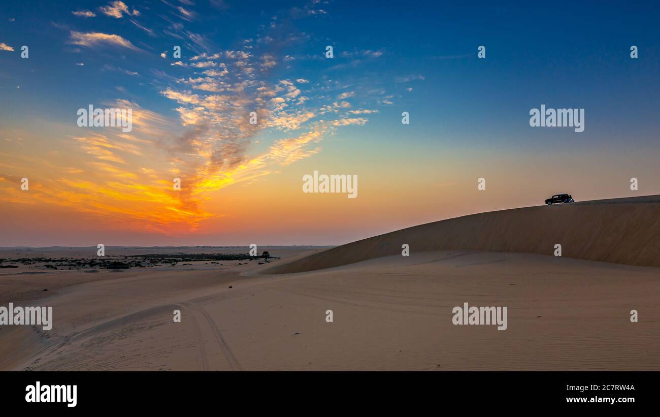 Schöne Wüstenlandschaft Blick in Al Hofuf Saudi Arabien. Stockfoto