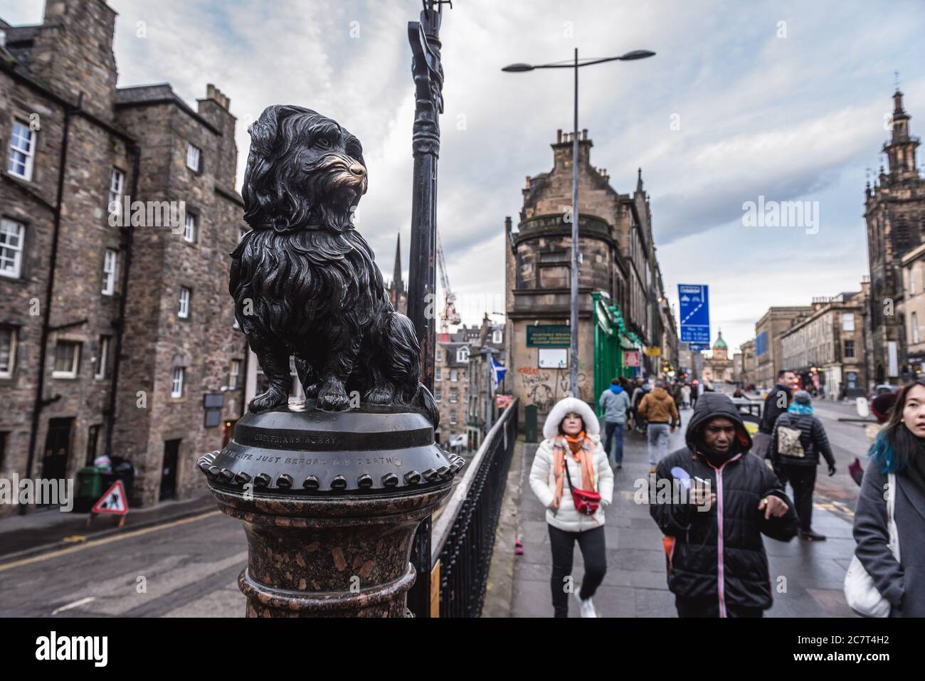 Statue von Greyfriars Bobby Pub in Edinburgh, der Hauptstadt Schottlands, Teil von Großbritannien Stockfoto