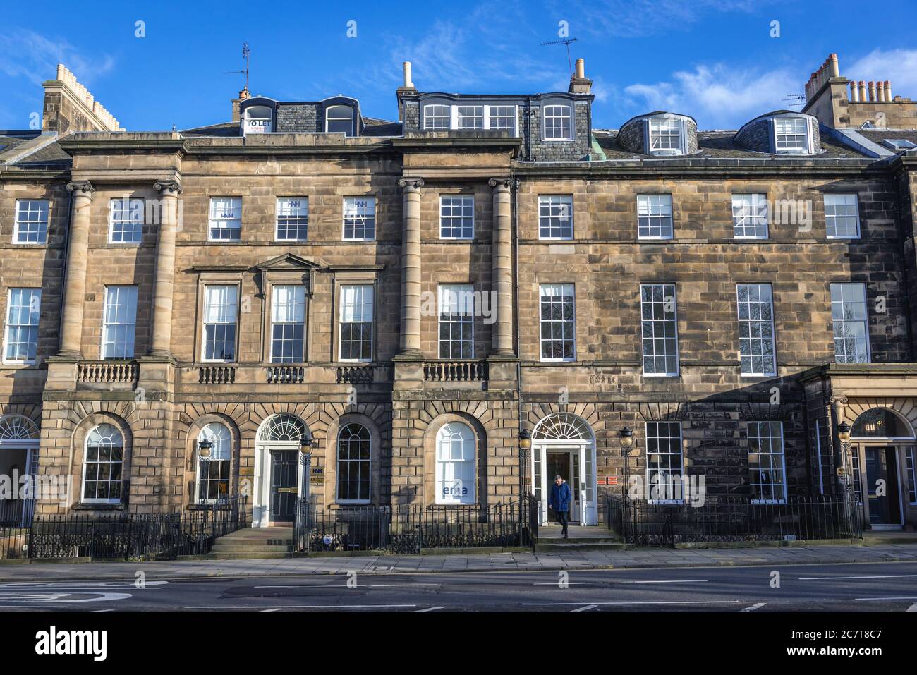Häuser am Charlotte Square im New Town Viertel von Edinburgh, der Hauptstadt von Schottland, Teil von Großbritannien Stockfoto