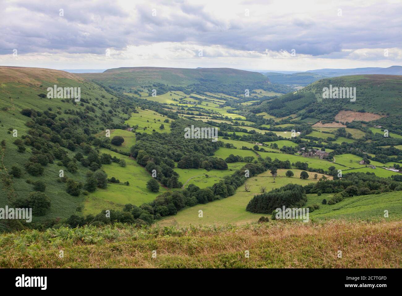 Sommer Blick auf die Landschaft des Vale of Ewyas in den Black Mountains, South Wales Stockfoto