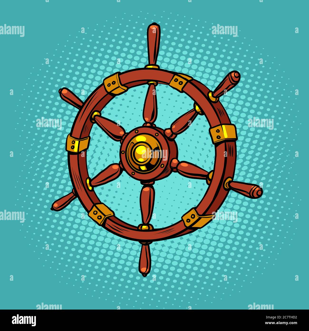 Holzlenkrad eines Seeschiffs Stock Vektor