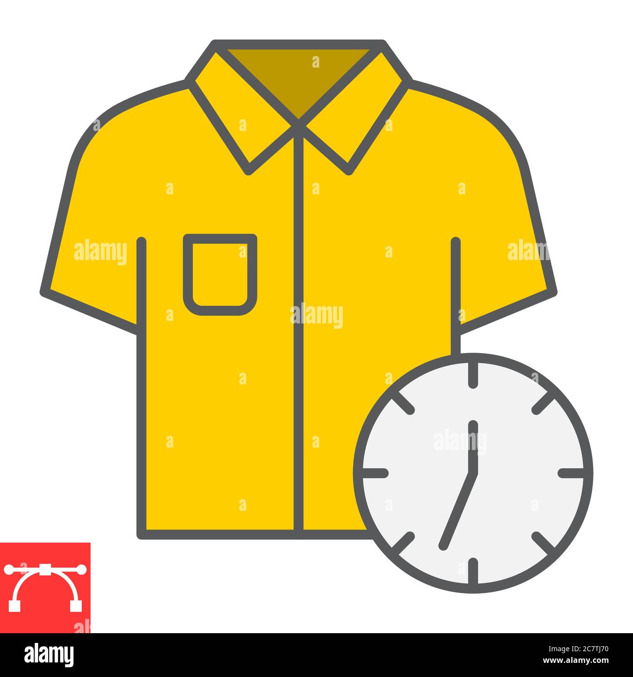 Express chemische Reinigung Farblinie Symbol, chemische Reinigung und waschen, Shirt mit Uhr Zeichen Vektor-Grafiken, editierbare Strich bunte lineare Symbol, eps 10. Stock Vektor