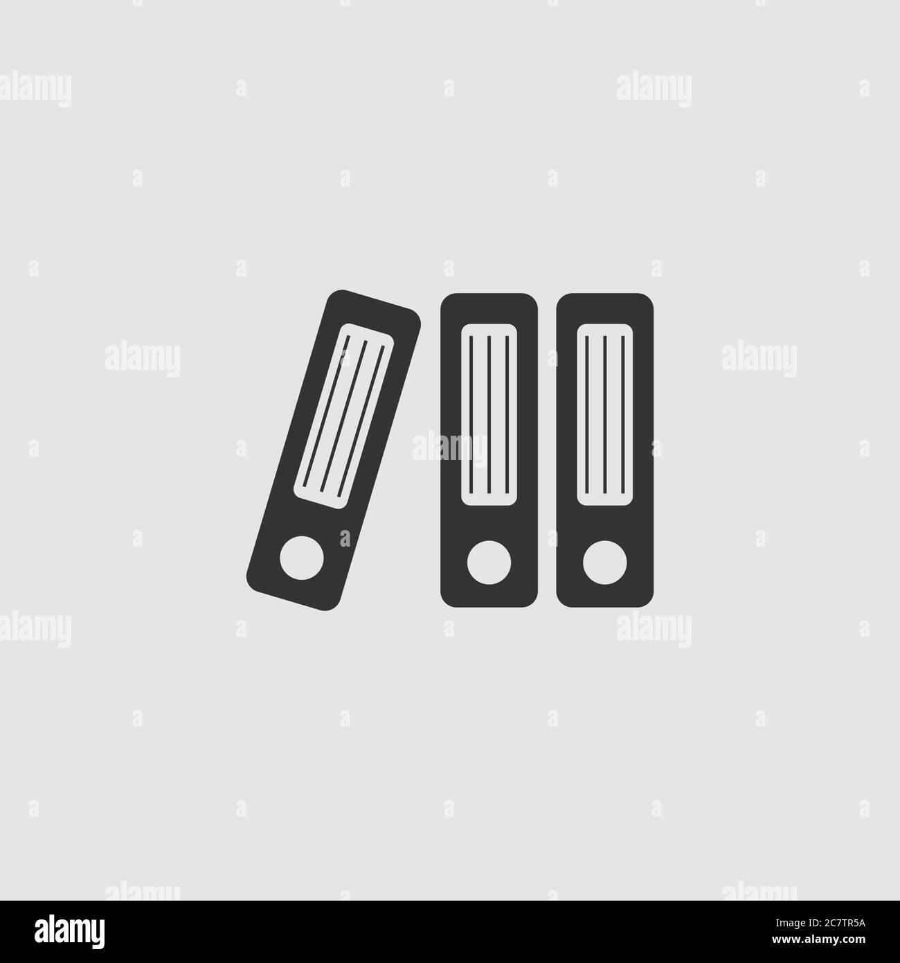 Ordner-Symbol flach. Schwarzes Piktogramm auf grauem Hintergrund. Vektorgrafik Symbol Stock Vektor