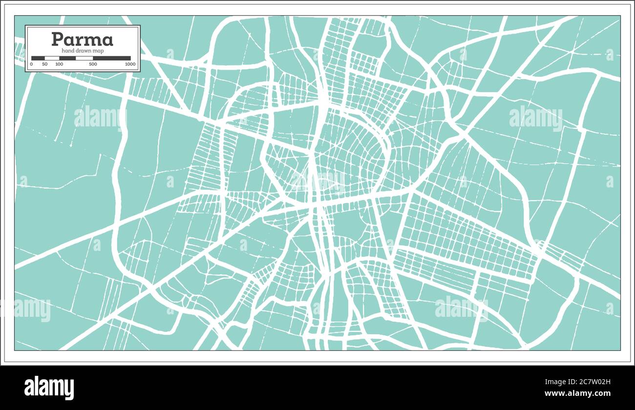 Parma Italien Stadtplan im Retro-Stil. Übersichtskarte. Vektorgrafik. Stock Vektor