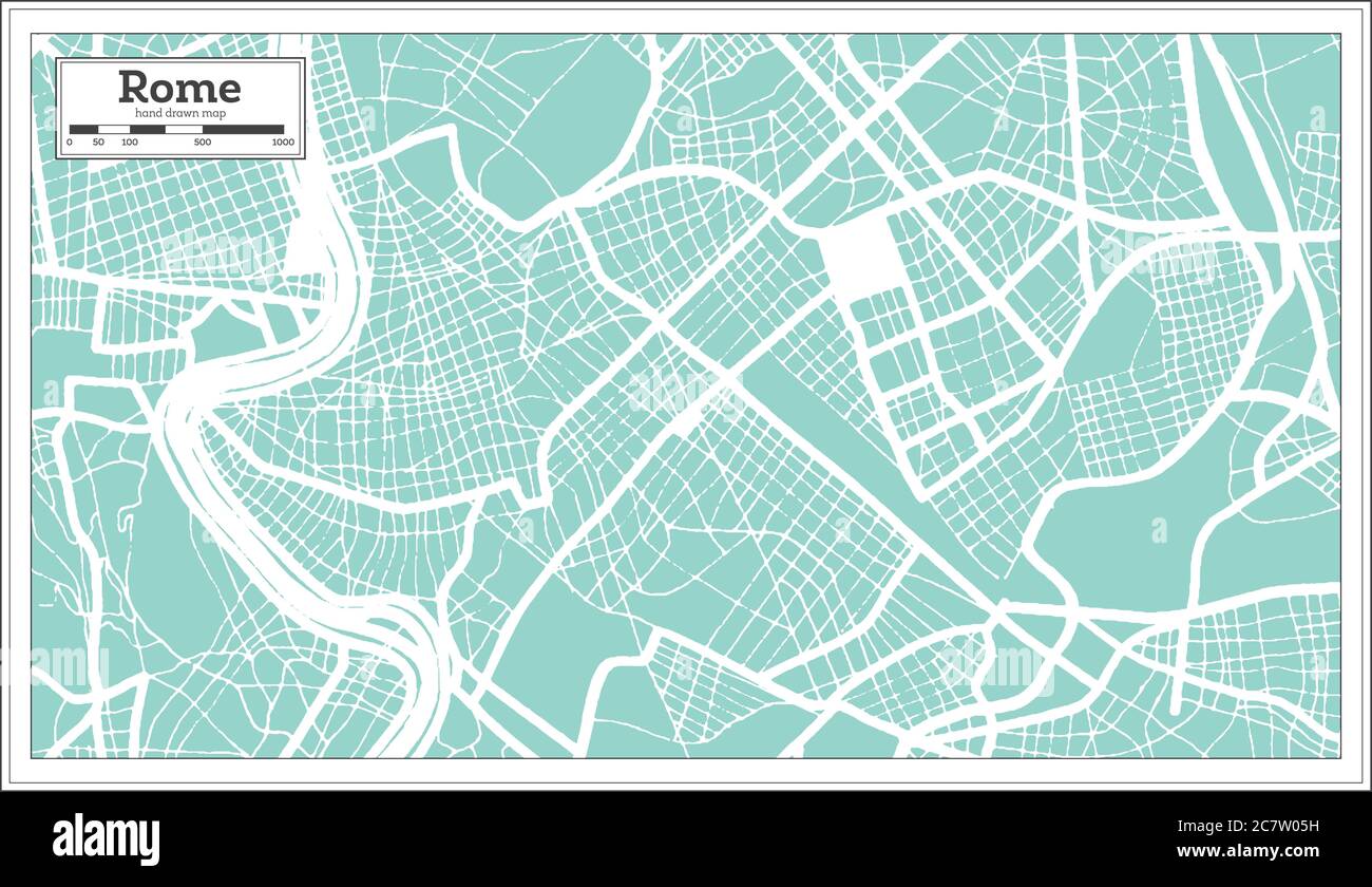 Rom Italien Stadtplan im Retro-stil. Übersichtskarte. Vector Illustration. Stock Vektor