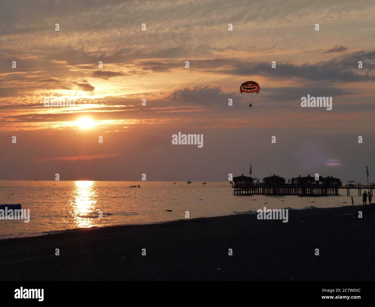 Türkei Urlaub Strand Sonnenuntergang Stockfoto