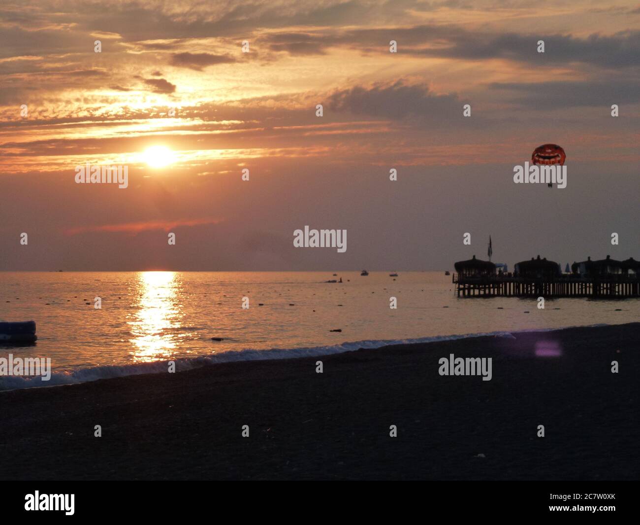 Türkei Urlaub Strand Sonnenuntergang Stockfoto