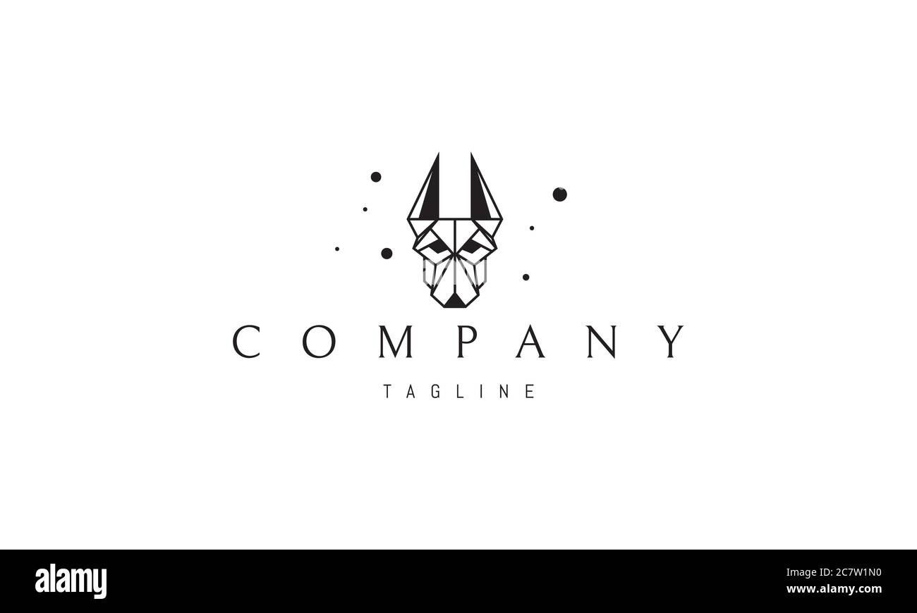 Vektor-Logo, auf dem ein abstraktes Bild eines Dobermannhundes in einem linearen Stil. Stock Vektor