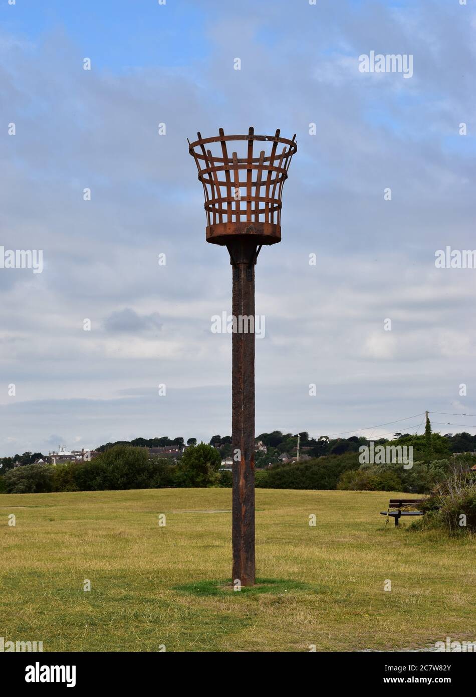 Das Leuchtfeuer auf Galley Hill, Bexhill, Sussex, England, Großbritannien. Stockfoto
