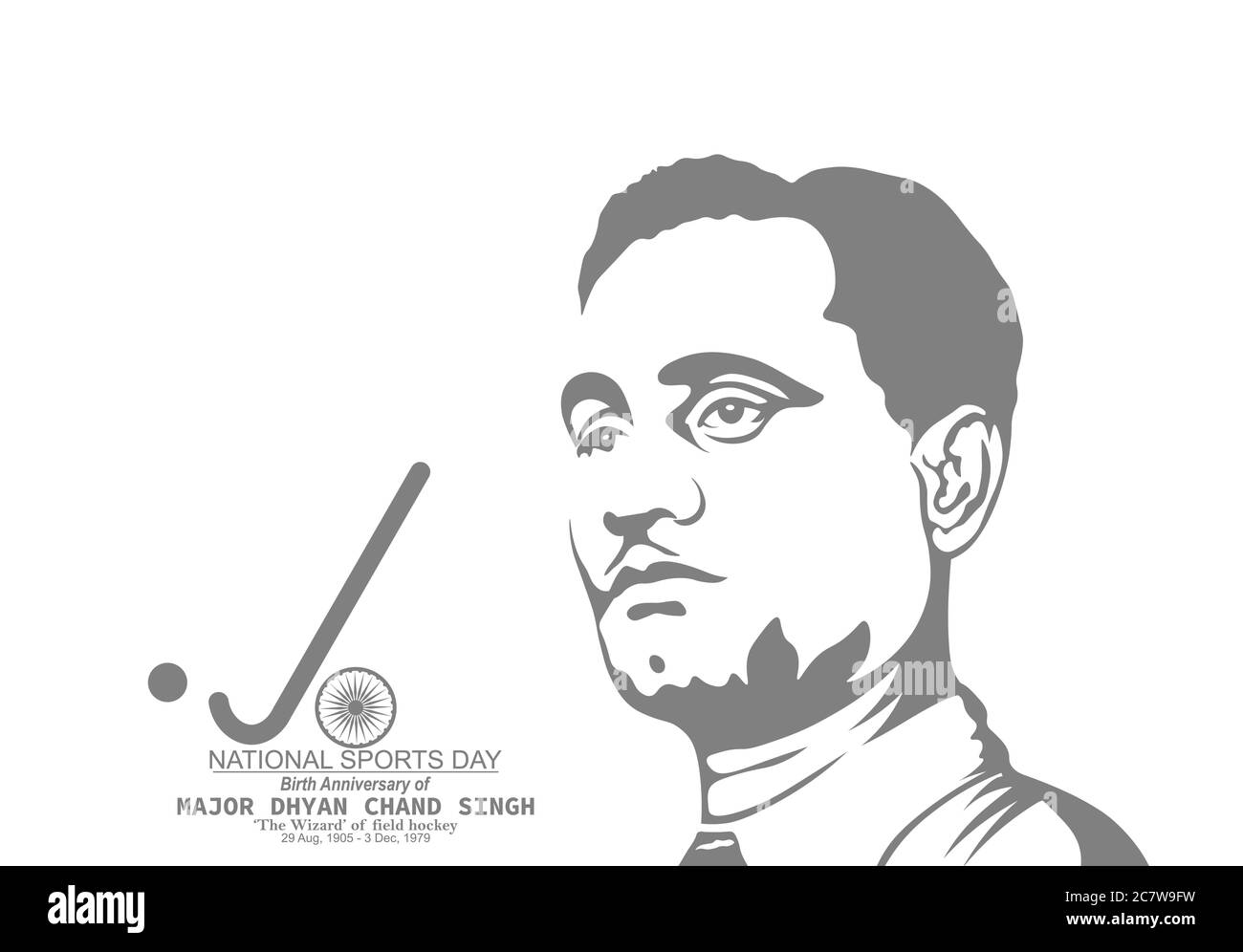 Vektor-Illustration des nationalen Sporttages, der auf dem Geburtstag von Major Dhyan Chand und Flagge im Pinselstil gefeiert wird Stock Vektor