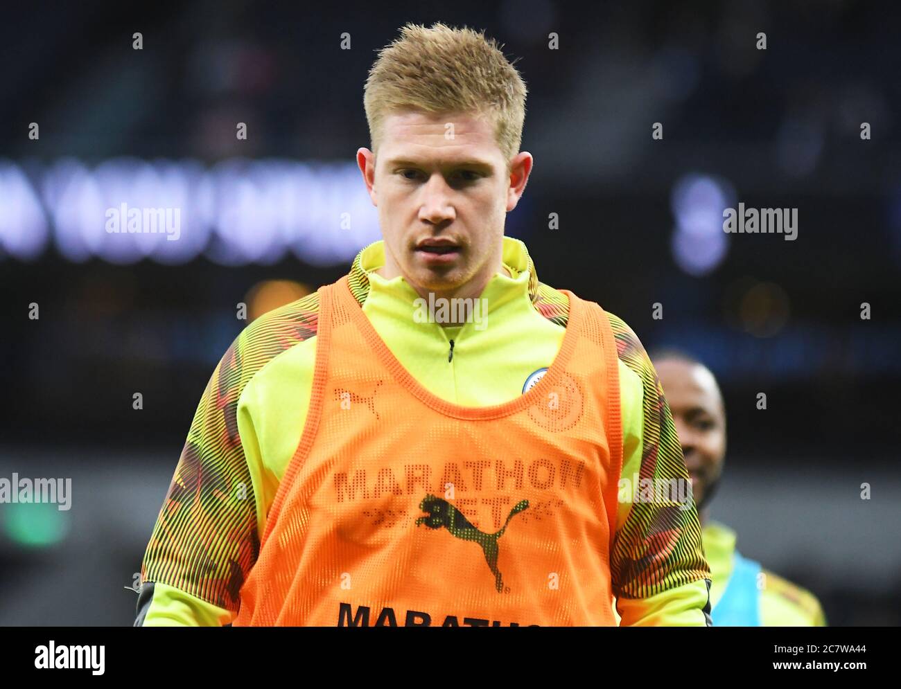 LONDON, ENGLAND - 2. FEBRUAR 2020: Kevin De Bruyne aus der Stadt vor dem Premier League-Spiel 2019/20 zwischen Tottenham Hotspur und Manchester City im Tottenham Hotspur Stadium. Stockfoto