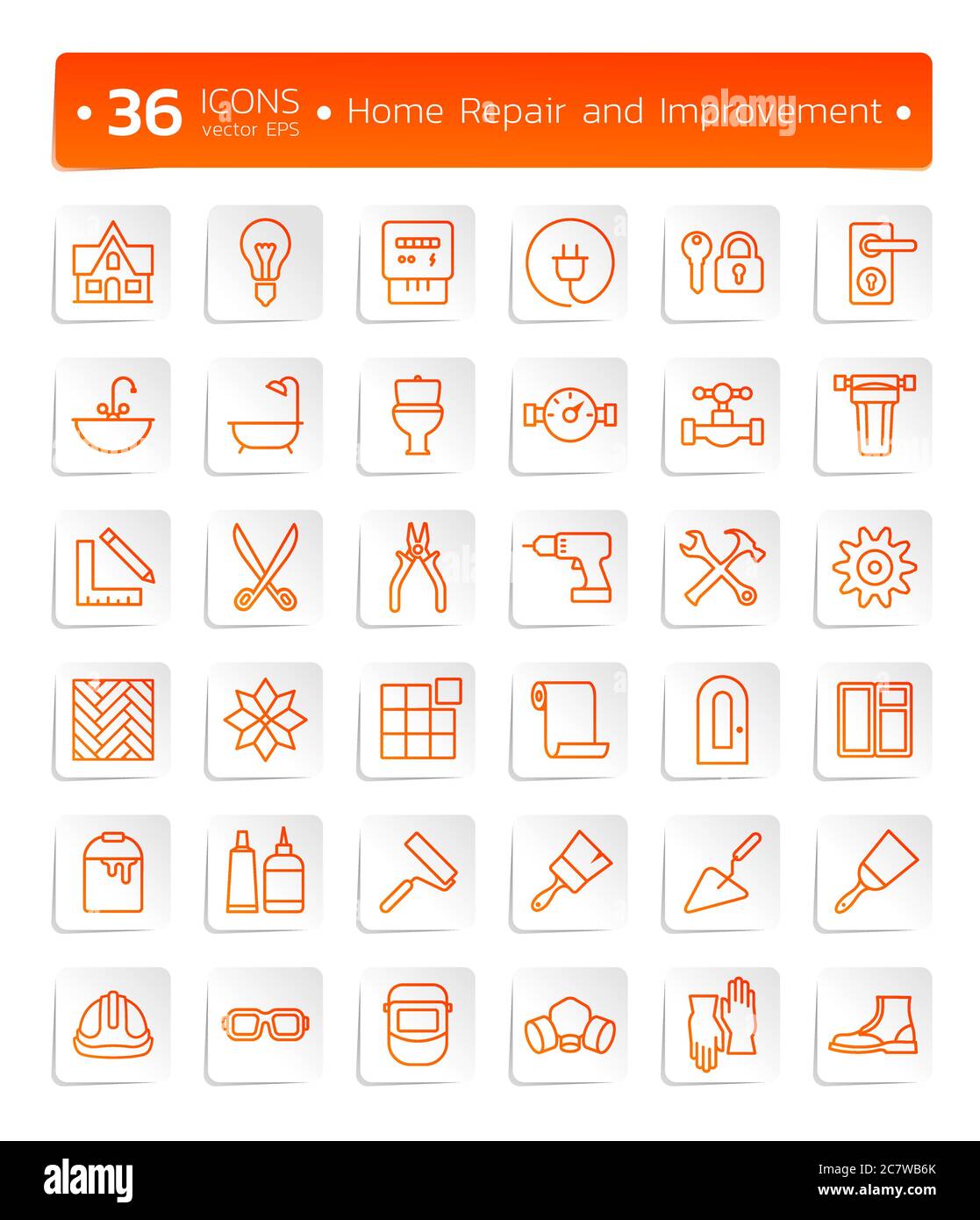 Startseite Reparatur und Verbesserung Symbole Stock Vektor