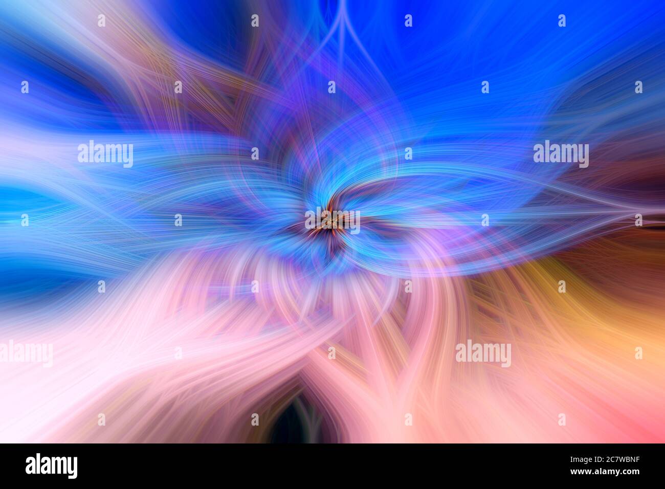 Farbenfrohe 3D-Fasern, die rosa und blau verflochten sind. Abstraktes Webdesign. Abbildung Stockfoto