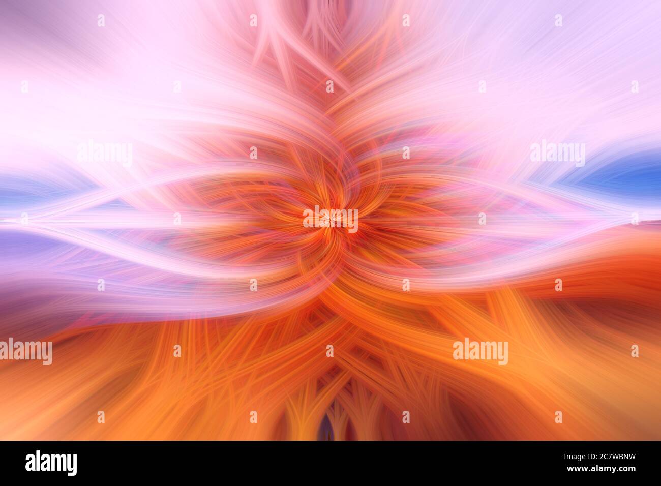 Bunte verflochernde orange, rosa und blaue 3d-Fasern. Abstraktes Webdesign. Abbildung Stockfoto
